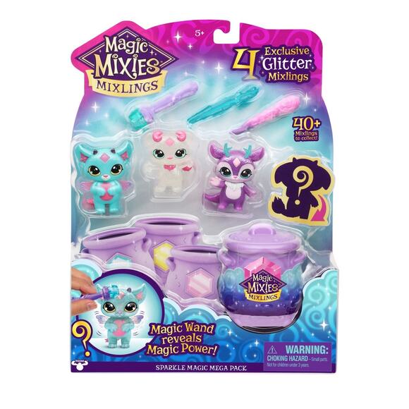 Magic Mixies Mixlings Sparkle Magic Mega 4 Pack, Magic Wand Reveals Magic Power - Picture 1 of 9